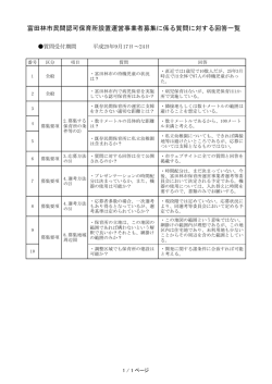富田林市民間認可保育所設置運営事業者募集に係る質問に対する回答