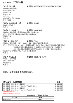 grow エアロ一覧 ※詳しくは下記価格表をご覧ください 【グリルモール