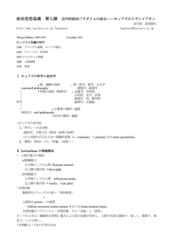 近代的政治パラダイムの成立    ホッブズのリヴァイアサン
