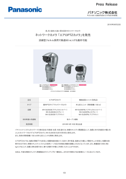 ネットワークカメラ「エアロPTZカメラ」を発売