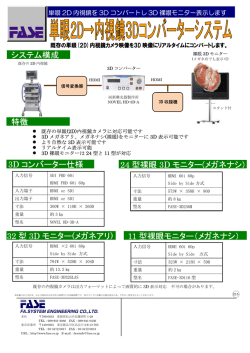 システム構成 3D コンバーター仕様 特徴 24 型裸眼 3D モニター