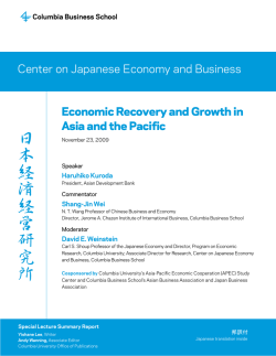 Economic Recovery and Growth in Asia and the Pacific Center on
