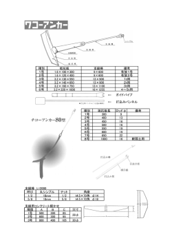 種別 抵抗板 支線棒 備考 1号 1.6&times;100&times;300 9&times;600 有放1号 2号 1.6