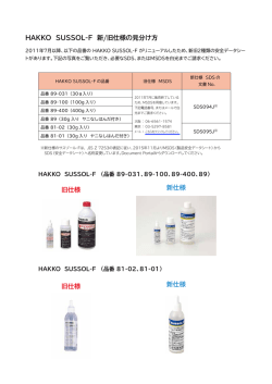 HAKKO SUSSOL-F 新/旧仕様の見分け方 旧仕様 新仕様 旧仕様 新仕様