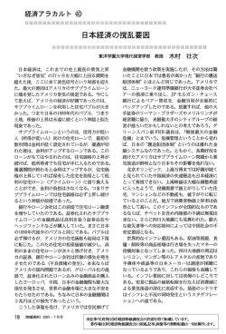 日本経済の撹乱要因 / 東洋学園大学現代経営学部 教授 木村壮次