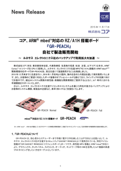 mbed対応RZ/A1H搭載ボード「GR-PEACH」製造販売