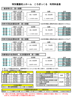 特別養護老人ホーム ころぼっくる 利用料金表