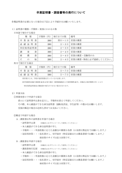 卒業証明書・調査書等の発行について