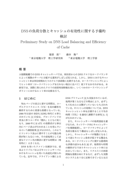 Preliminary Study on DNS Load Balancing and Efficiency of Cache