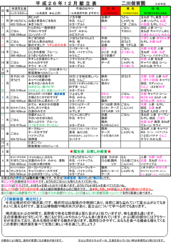 12月の献立表