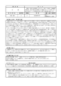 科 目 名 テ ー マ ［ 授 業 方 法 ］ ［ 成 績 評 価 の 方 法 ］
