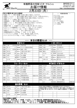 お届け野菜の情報 - ビオ・マルシェ