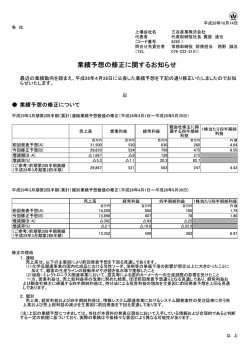 業績予想の修正に関するお知らせ