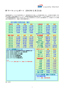 NYマーケットレポート（2016年 12月 23日）