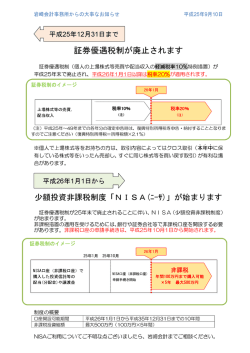 証券優遇税制＆NISAのお知らせ