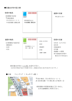 往復はがきの記入例 締め切り 平成 28 年 6 月 19 日