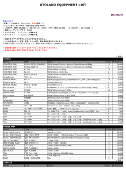 OTOLAND EQUEPMENT LIST
