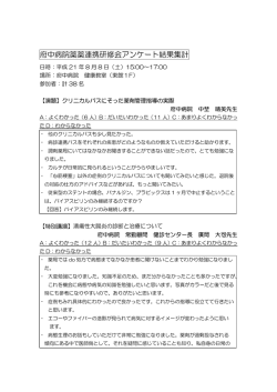 府中病院薬薬連携研修会アンケート結果集計