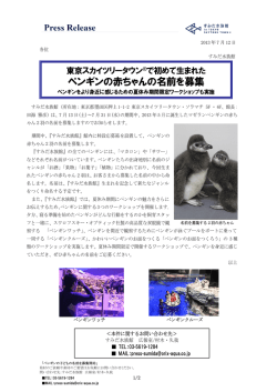東京スカイツリータウン&reg;で初めて生まれたペンギンの赤ちゃんの名前を