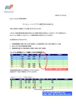 タイムシートレイアウト変更予定のお知らせ タイムシートレイアウト変更