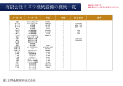 有限会社ミズワ機械設備の機械一覧