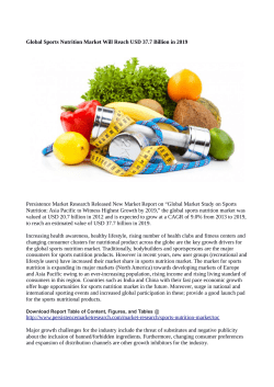 Sports Nutrition Market Going to Reach USD 37.7 Billion By 2019