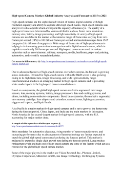 High-speed Camera Market to Register a Strong Growth By 2021 - Persistence Market Research