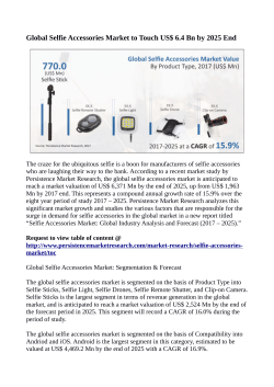 Selfie Accessories Market Expected to Reach US$ 6,371 Million By 2025 