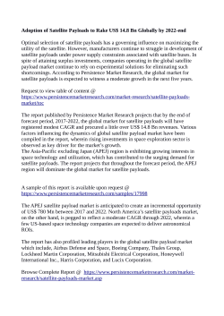 Satellite Payloads Market Expected To Value US$ 14.8 Billion By 2022