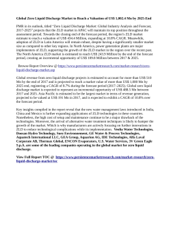 Global Zero Liquid Discharge Market to Reach a Valuation of US$ 1,002.4 Mn by 2025-End