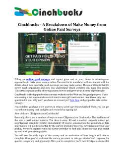 Cinchbucks - a Breakdown of Make Money from Paid Online Surveys