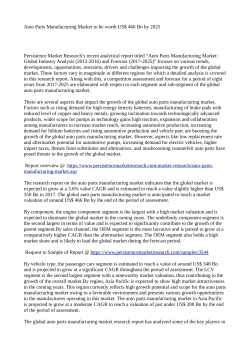 Auto Parts Manufacturing Market