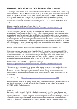 Bioinformatics Market  is Expected to Exceed  USD 12,542.4 million in 2020 