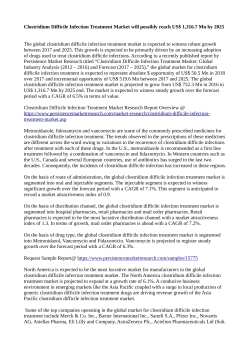 Clostridium Difficile Infection Treatment Market Value to Increase to US$ 1,316.7 Mn by 2025 