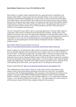 Butyl Rubber Market Expected to Account for US$ 4,200 Mn by 2025