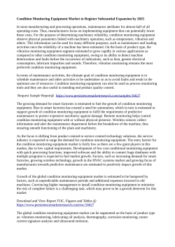 Condition Monitoring Equipment Market to Register Substantial Expansion by 2025