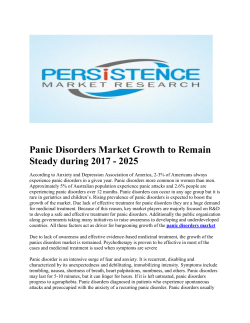 Panic Disorders Market Growth to Remain Steady during 2017 - 2025