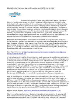 Plasma Cutting Equipment Market Value is Expected to Rise to US$ 795 Mn By 2026