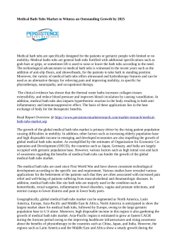 Medical Bath Tubs Market to receive overwhelming hike in Revenues by 2025