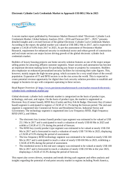 Electronic Cylinder Lock Credentials Market is Anticipated to Grow US$ 803.2 Mn in 2025
