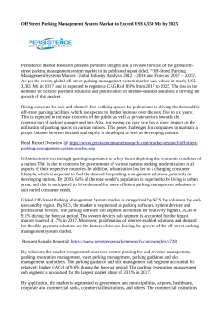 Off Street Parking Management System Market to Extent an Assessed Value of US$ 6,550 Mn by 2025