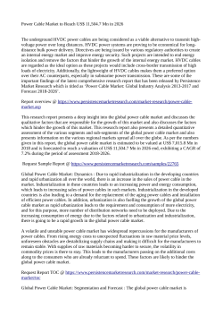 Power Cable Market is Expected to Surpass US$ 11,504.7 Mn in 2026