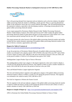 Rubber Processing Chemicals Market is Projected to Grow US$ 7,000 Mn by 2026