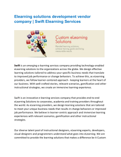 Elearning solutions development vendor company | Swift Elearning Services