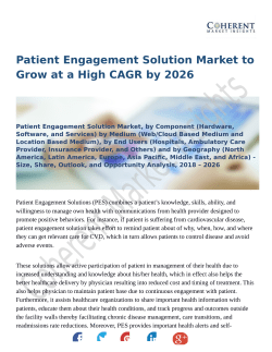 Patient Engagement Solution Market Expansion to be Persistent During 2018 – 2026