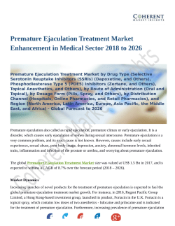 Premature Ejaculation Treatment Market Enhancement in Medical Sector 2018 to 2026