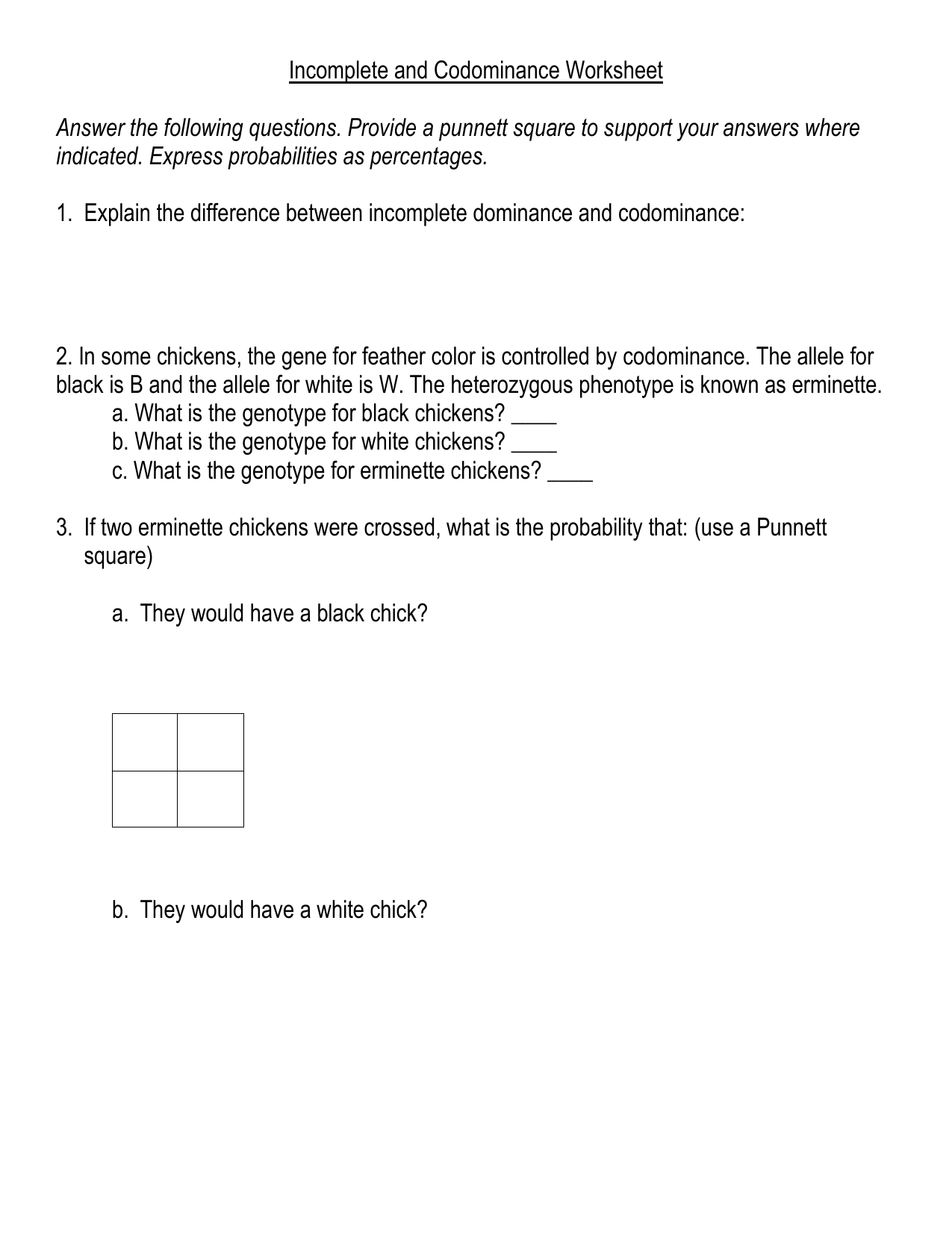 Incomplete And Codominance Review Worksheet Oompahs Answer Key GBGYABA Practice Test Answer Key