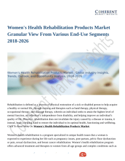 Women's Health Rehabilitation Products Market Enhancement in Medical Sector 2018 to 2026