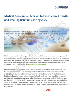 Medical Automation Market Best Productivity Supply Chain Relationship, Development by 2026