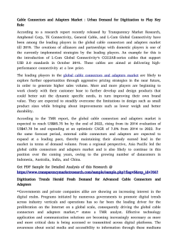 Cable Connectors and Adapters Market: Urban Demand for Digitization to Play Key RoleCable Connectors and Adapters Market
